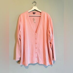NWT TALBOTS CARDIGAN SWEATER Pink Lightweight Button Up Women Plus 3Xp Casual